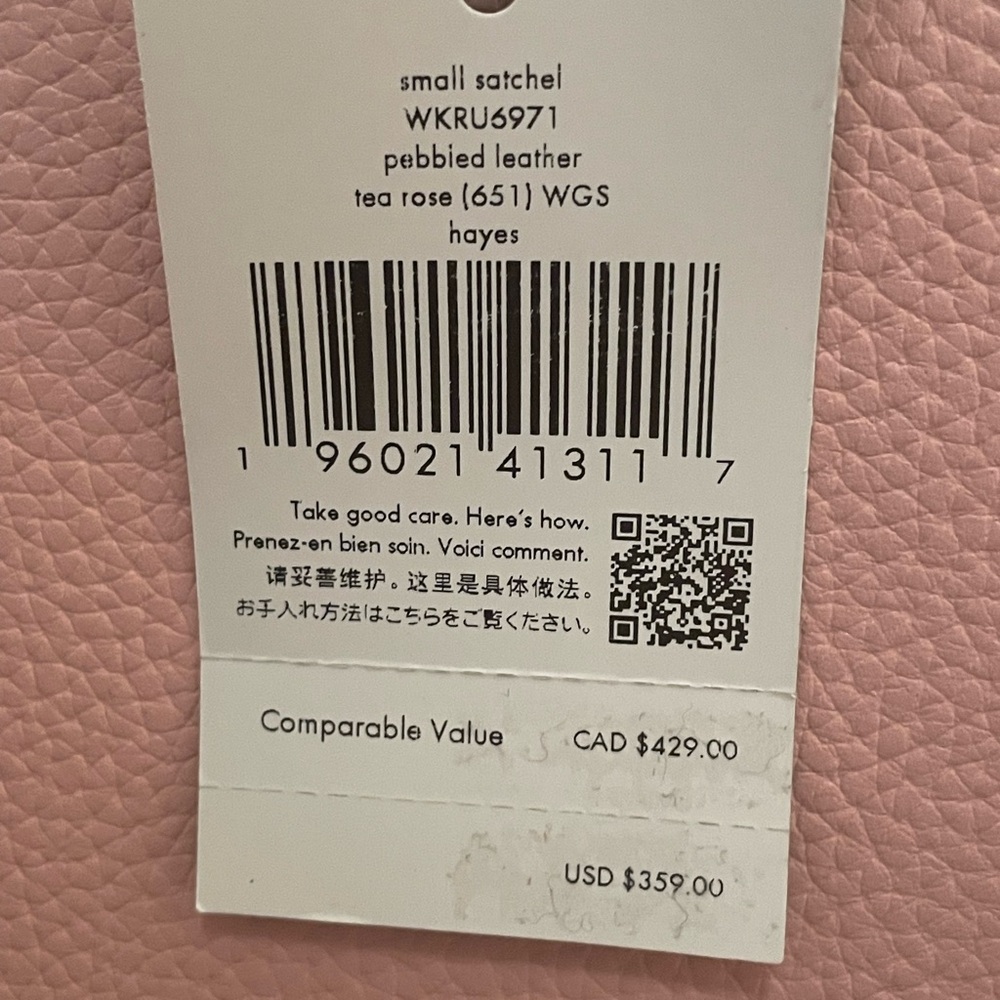 Kate Spade Hayes small satchel, crossbody, peppled leather,‎ tea rose - Picture 11 of 11